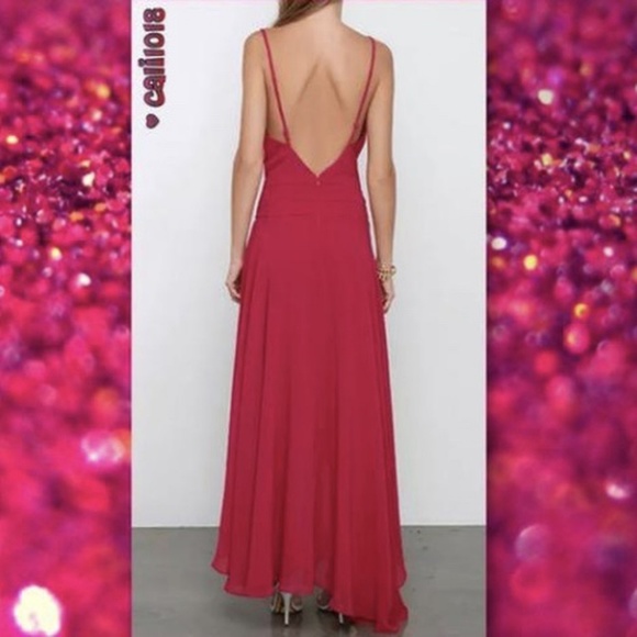 V-neck Spaghetti Strap Asymmetrical Hem Dress - Picture 2 of 4